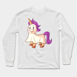 Cute Halloween Unicorn in Ghost Costume Long Sleeve T-Shirt